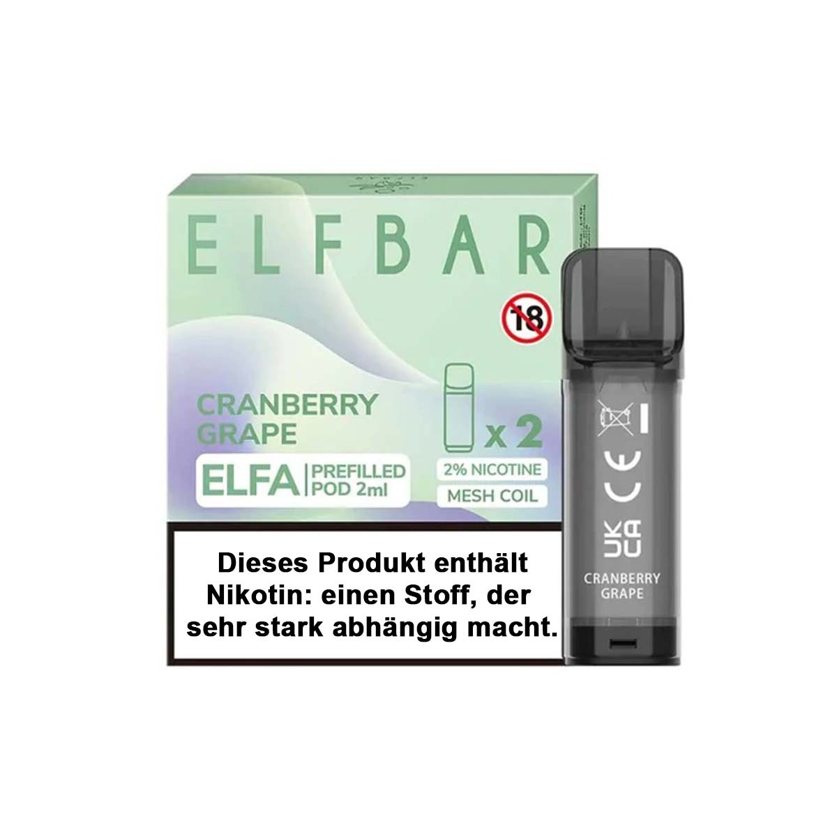 Produktbild ElfBar ELFA - Cranberry Grape -  Prefilled Pods 2er Pack - 2ml 20mg NicSalt