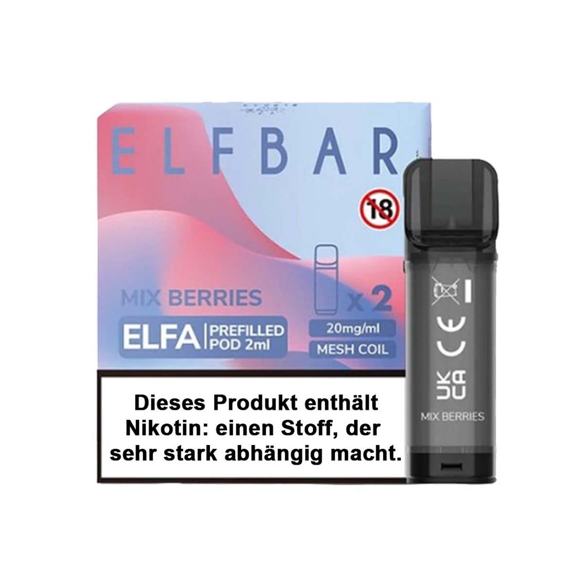 Produktbild ElfBar ELFA - Mixed Berries -  Prefilled Pods 2er Pack - 2ml 20mg NicSalt