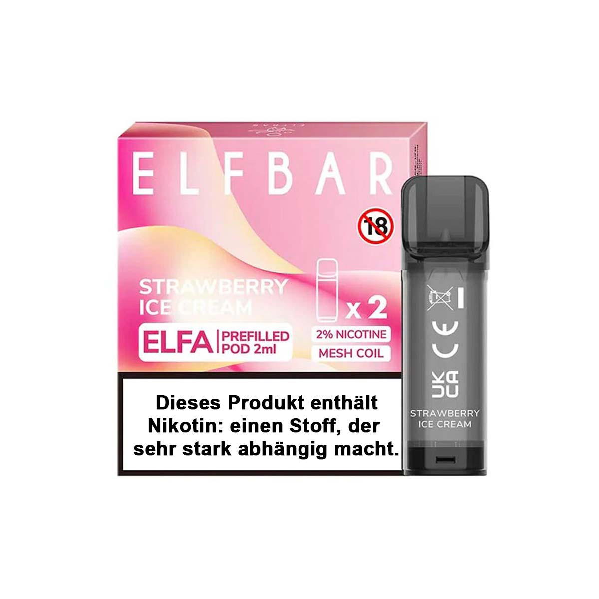 Produktbild ElfBar ELFA - Strawberry Ice Cream -  Prefilled Pods 2er Pack - 2ml 20mg NicSalt