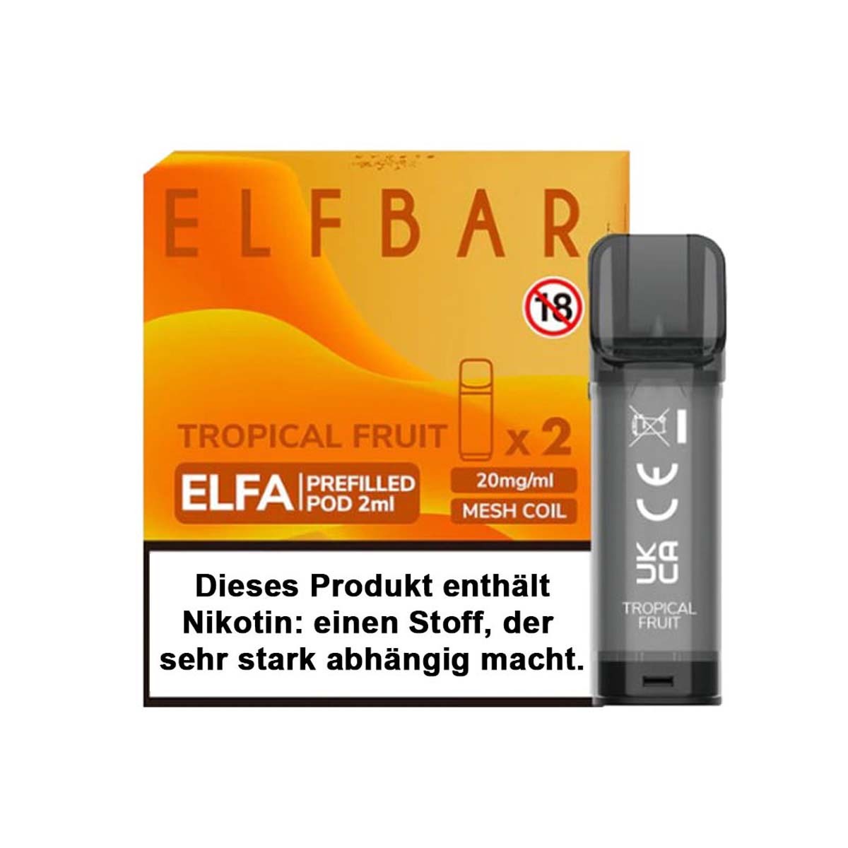Produktbild ElfBar ELFA - Tropical Fruit -  Prefilled Pods 2er Pack - 2ml 20mg NicSalt