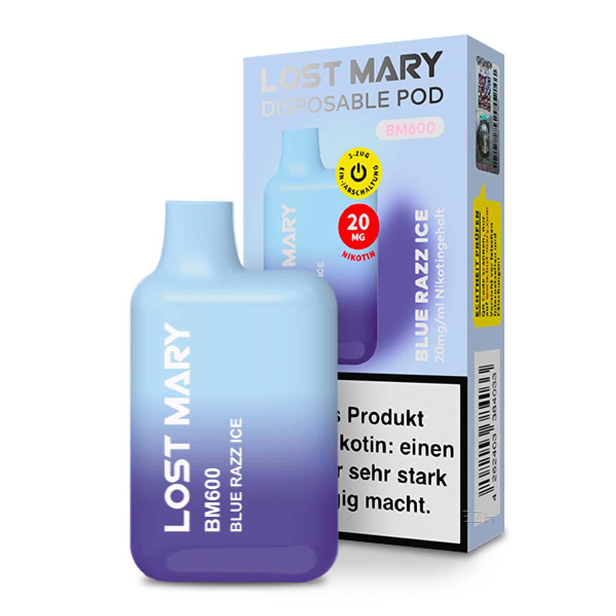 Produktbild Lost Mary E-Zigarette 20mg 600 Züge 360mAh NicSalt Blue Razz Ice