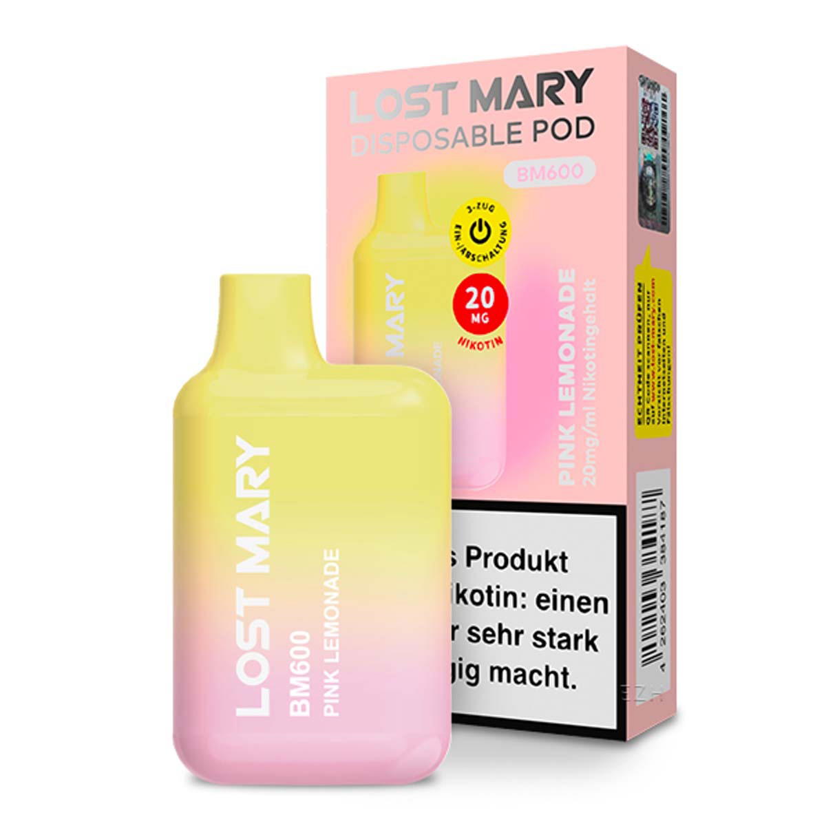 Produktbild Lost Mary E-Zigarette 20mg 600 Züge 360mAh NicSalt Pink Lemonade