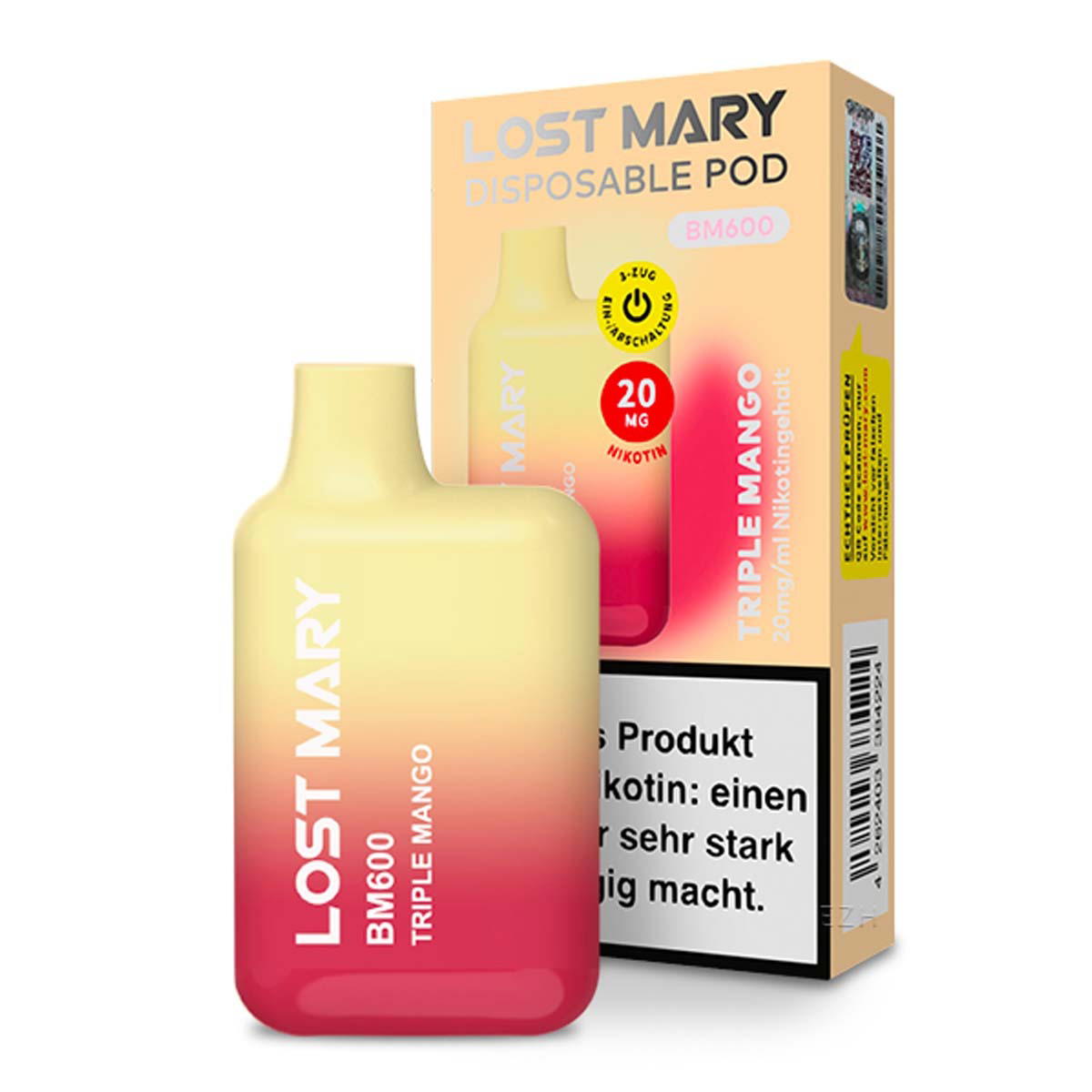 Produktbild Lost Mary E-Zigarette 20mg 600 Züge 360mAh NicSalt Triple Mango