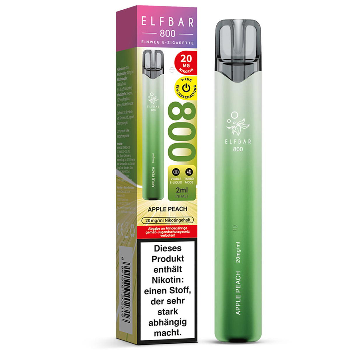 Produktbild Elfbar 800 Einweg E-Zigarette – Apple Peach
