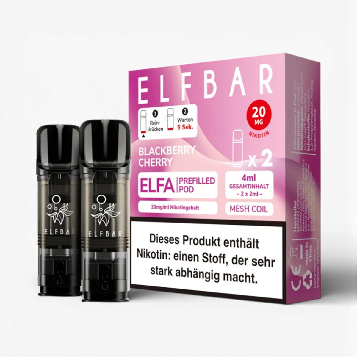 Produktbild Elfbar ELFA – Blackberry Cherry – Prefilled Pod 2er Pack Produktbild Elfbar ELFA – Blackberry Cherry – Prefilled Pod 2er Pack