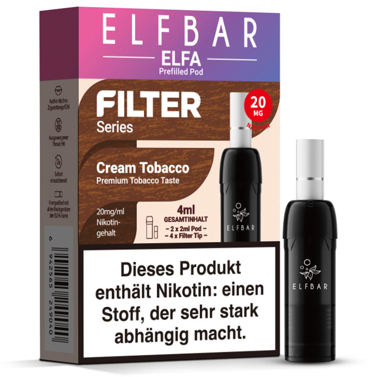 Produktbild Elfbar ELFA Filter Series – Cream Tobacco – Prefilled Pod 2er Pack