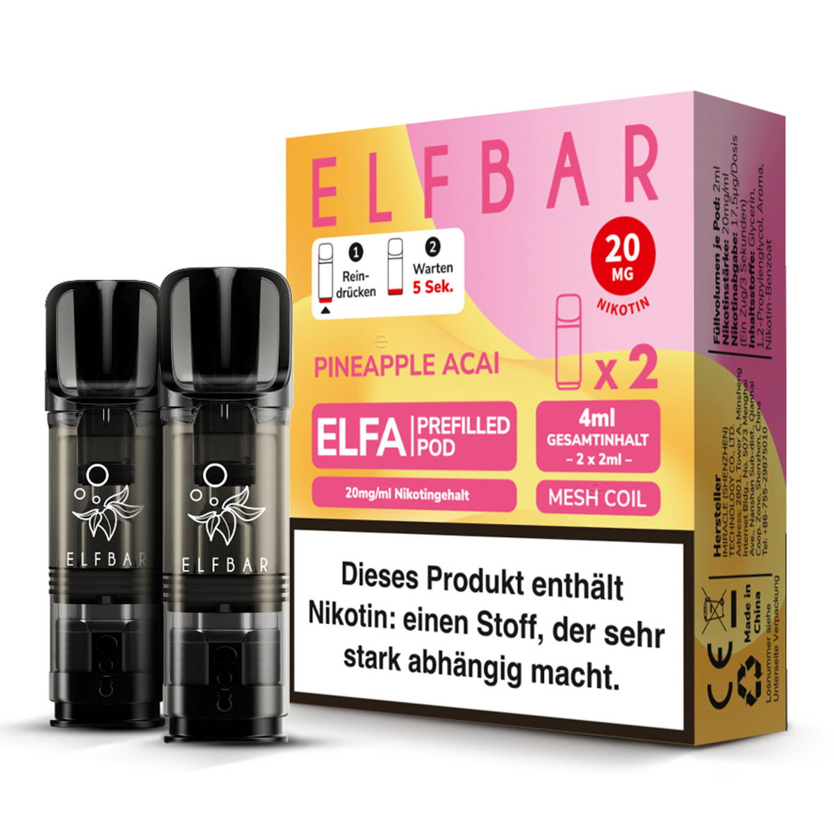 Produktbild Elfbar ELFA – Pineapple Acai – Prefilled Pod 2er Pack