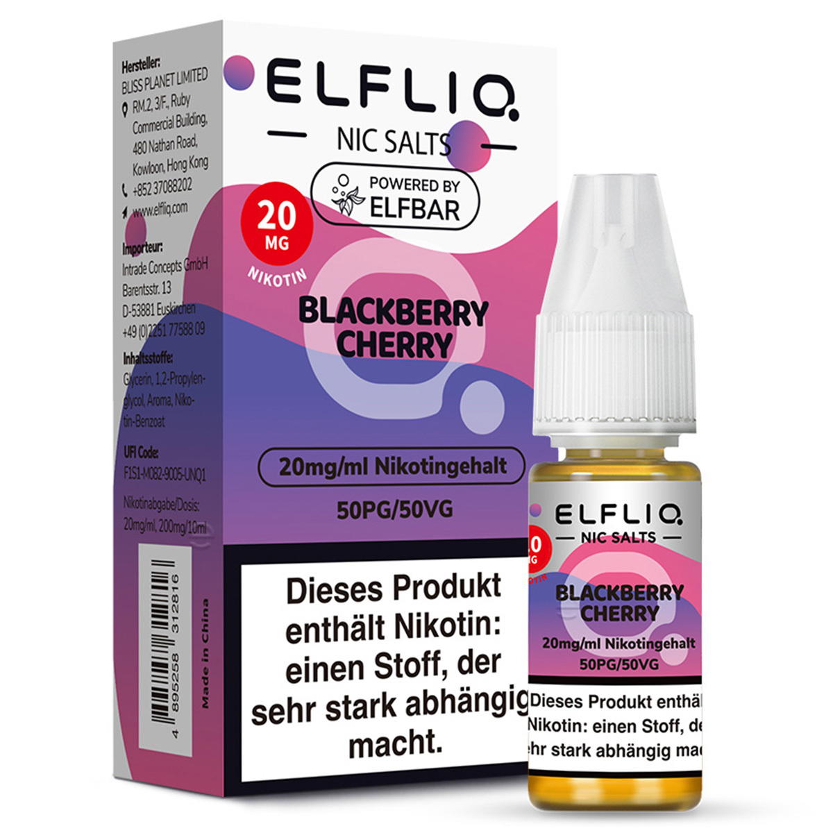Produktbild Elfbar ELFLIQ Blackberry Cherry NicSalt Liquid Produktbild Elfbar ELFLIQ Blackberry Cherry NicSalt Liquid