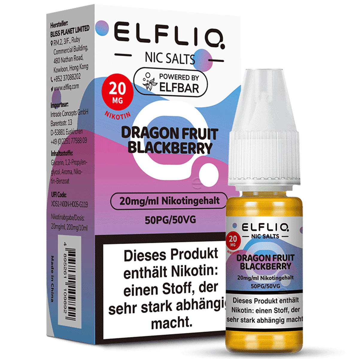 Produktbild Elfbar ELFLIQ Dragon Fruit Blackberry NicSalt Liquid