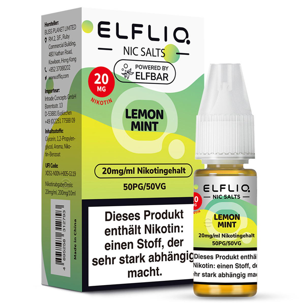 Produktbild Elfbar ELFLIQ Lemon Mint NicSalt Liquid