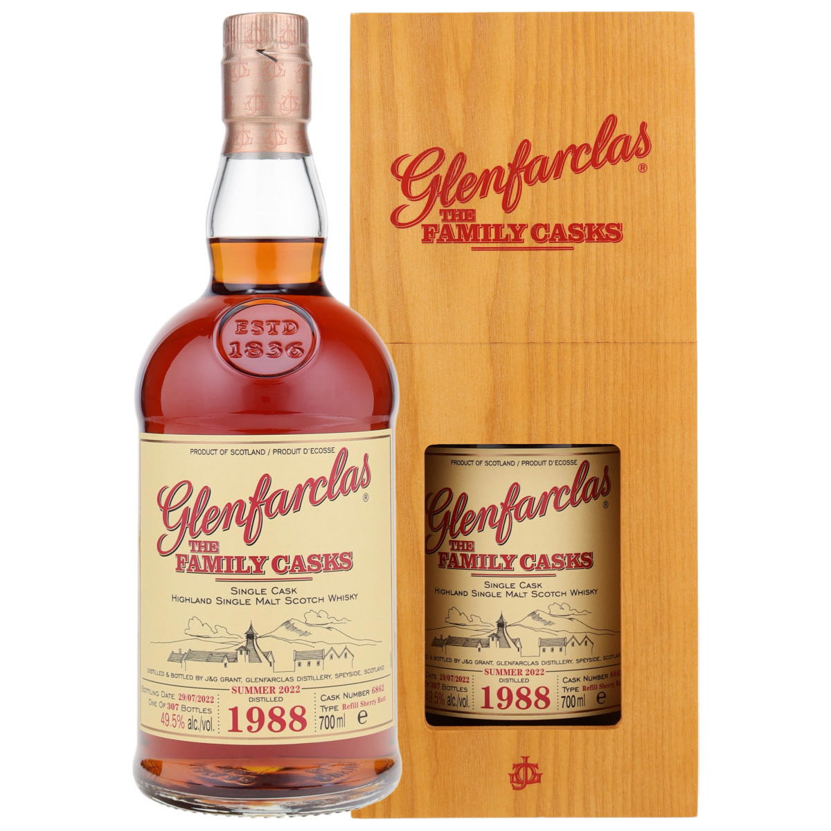 Produktbild Glenfarclas The Family Casks Vintage 1988 Single Malt Scotch Whisky 49,5% Vol. 700ml