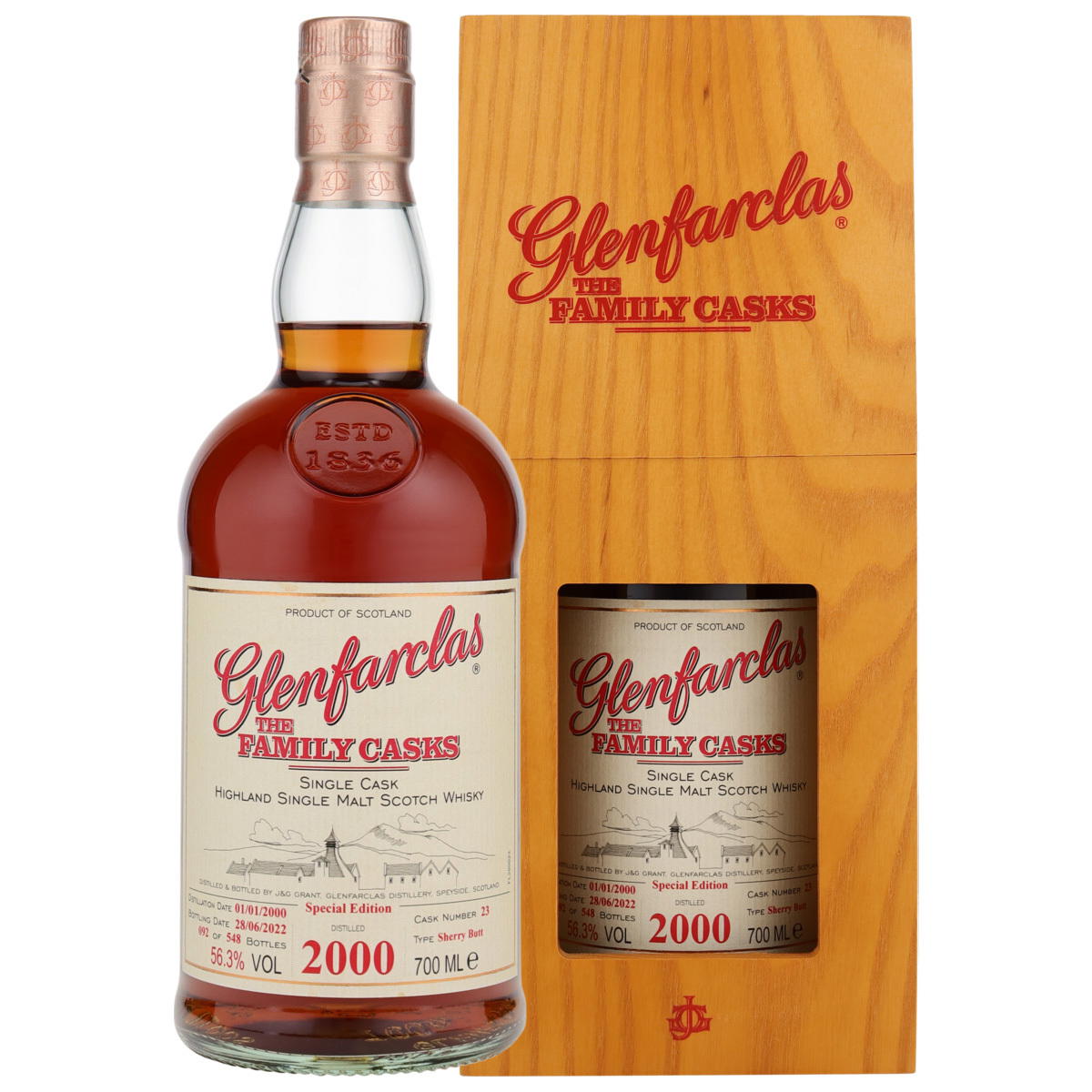 Produktbild Glenfarclas The Family Casks Vintage 2000 Single Malt Scotch Whisky 56,3% Vol. 700ml