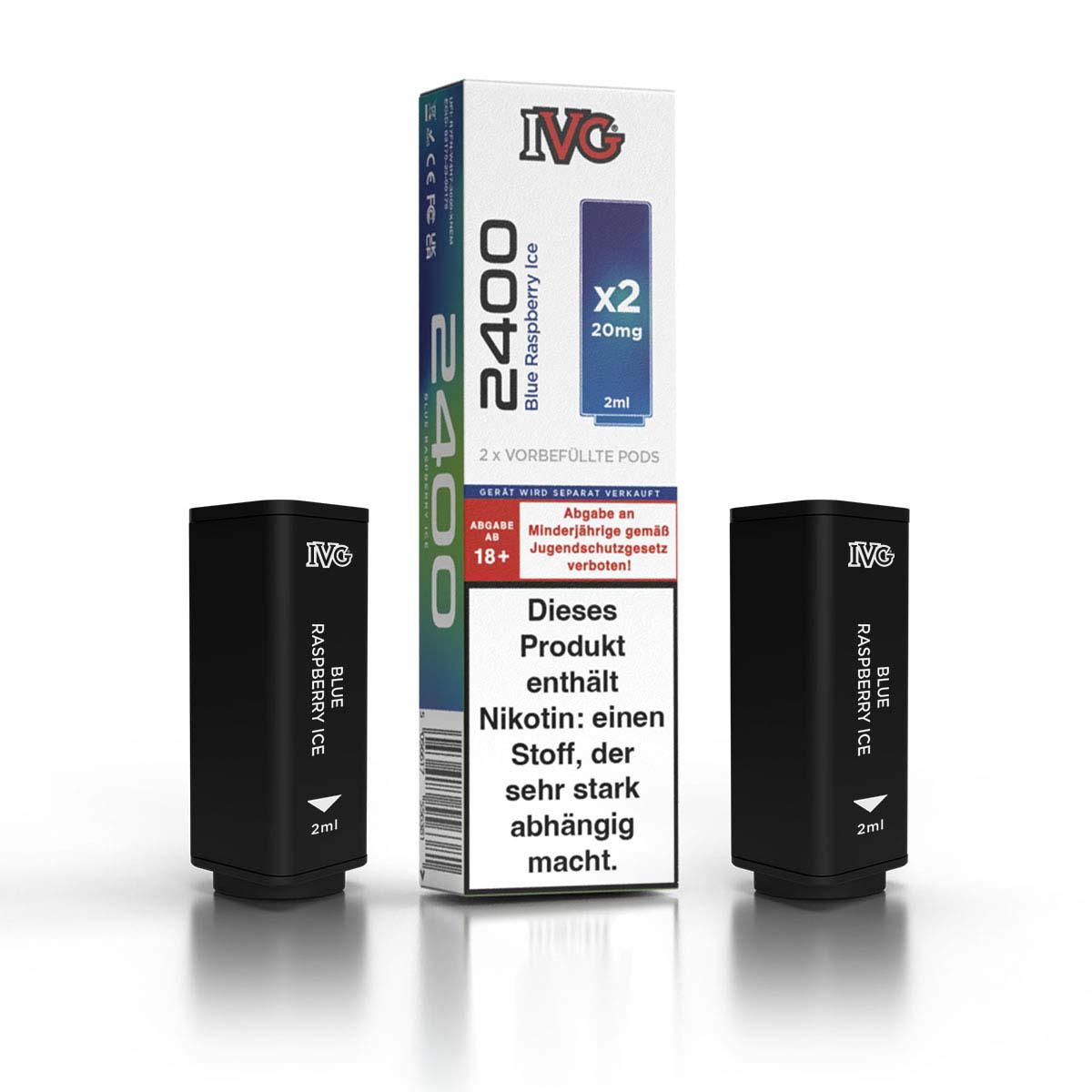 Produktbild IVG 2400 4-Pod - Blue Raspberry Ice - Liquid Prefilled Pod - 2er Pack (4 ml)