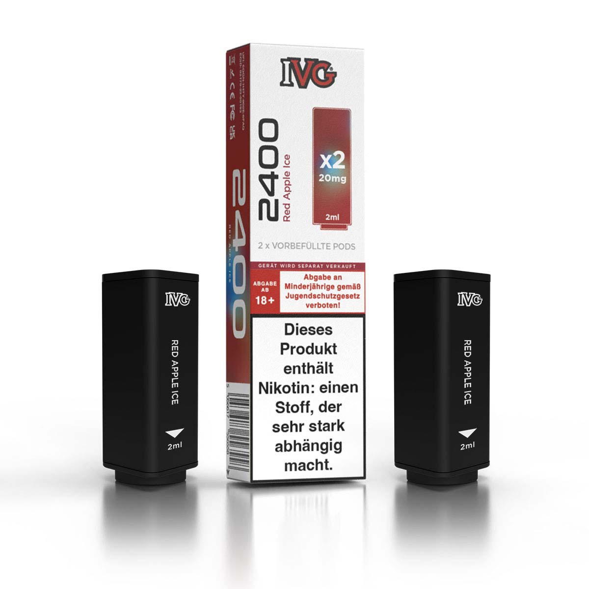 Produktbild IVG 2400 4-Pod - Red Apple Ice - Liquid Prefilled Pod - 2er Pack (4 ml)
