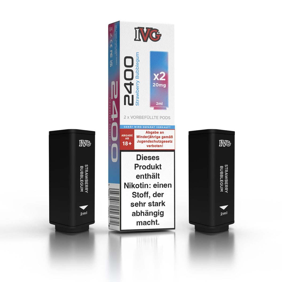 Produktbild IVG 2400 4-Pod - Strawberry Bubblegum - Liquid Prefilled Pod - 2er Pack (4 ml)