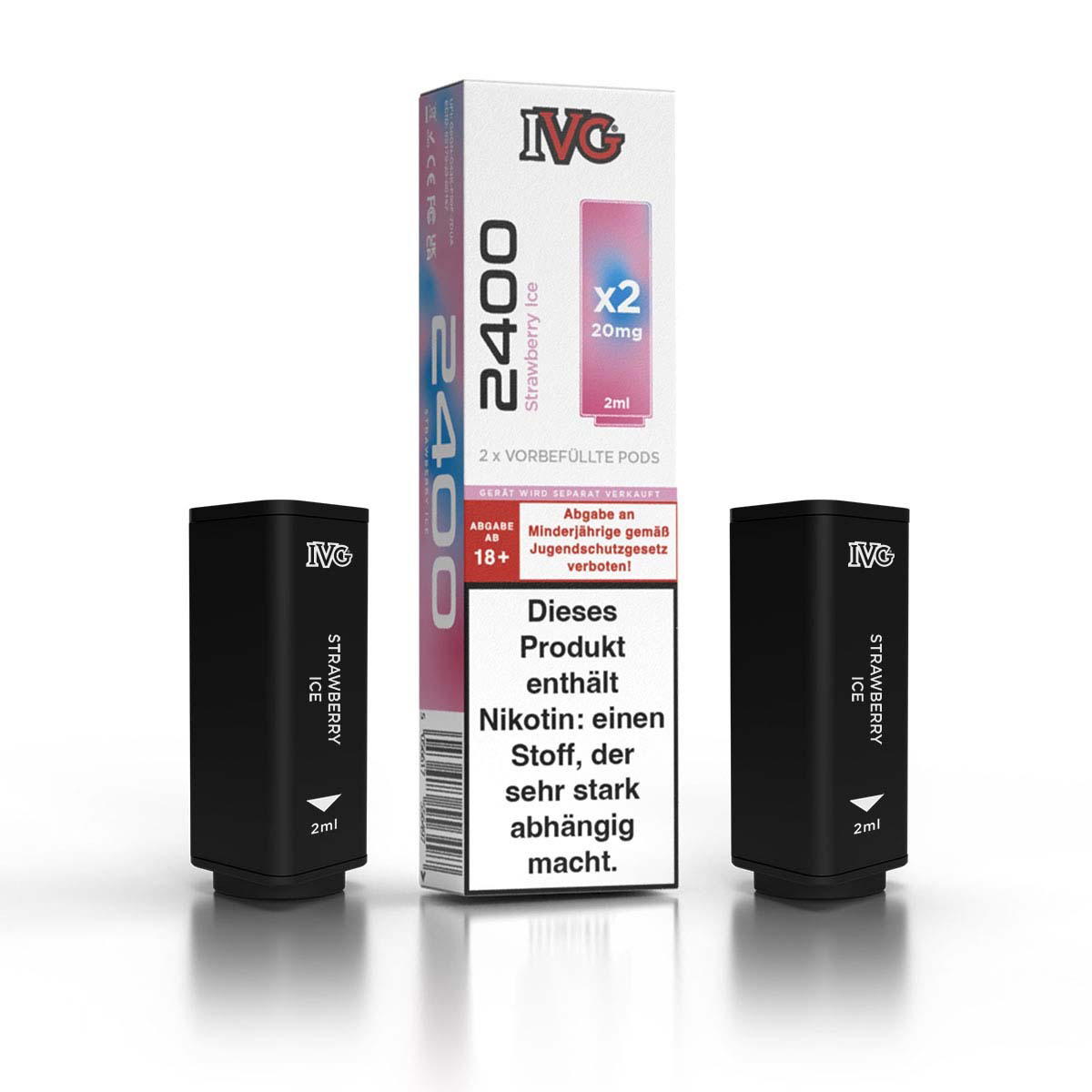 Produktbild IVG 2400 4-Pod - Strawberry Ice - Liquid Prefilled Pod - 2er Pack (4 ml)