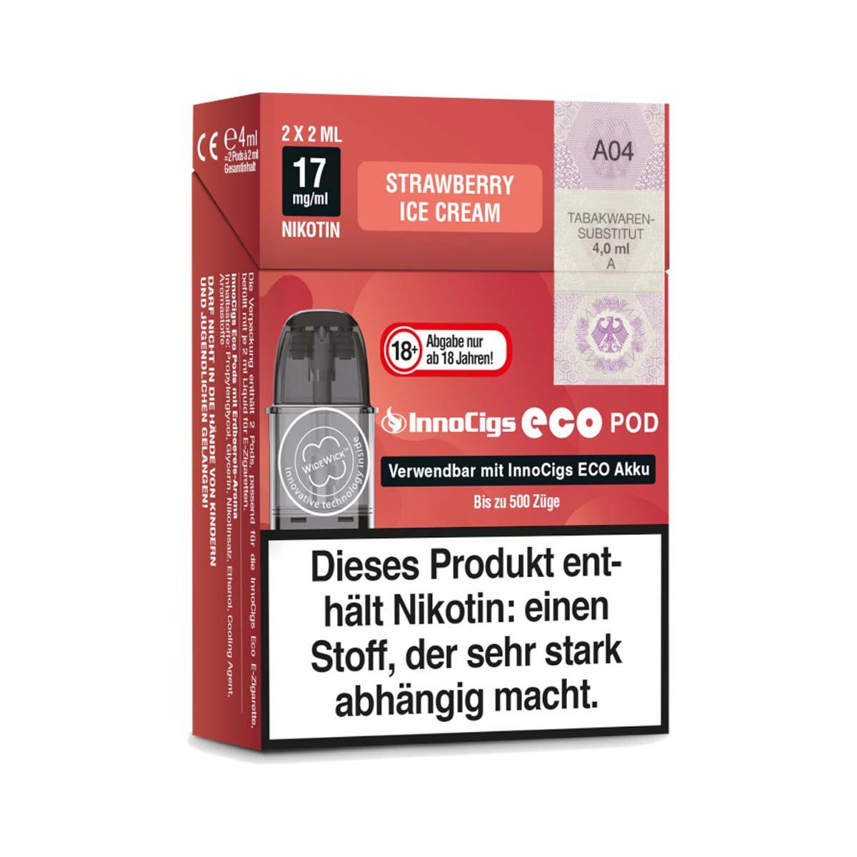 Produktbild InnoCigs Eco 2ml 17mg NicSalt Prefilled Pods 2er Pack Strawberry Ice Cream