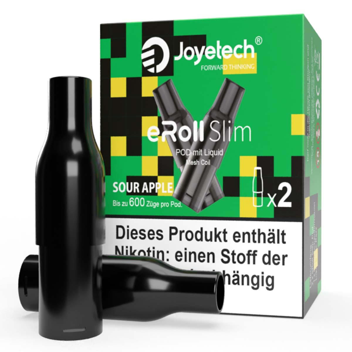 Produktbild Joyetech eRoll Slim - Sour Apple - Prefilled Pods 2er Pack - 2ml 20mg NicSalt