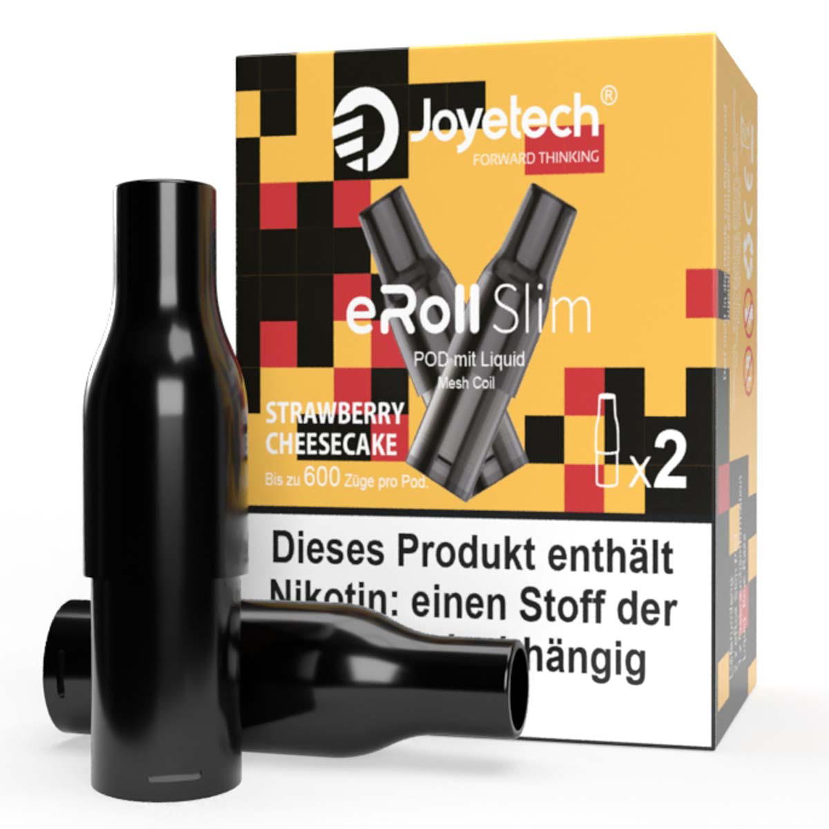 Produktbild Joyetech eRoll Slim - Strawberry Cheesecake - Prefilled Pods 2er Pack - 2ml 20mg NicSalt