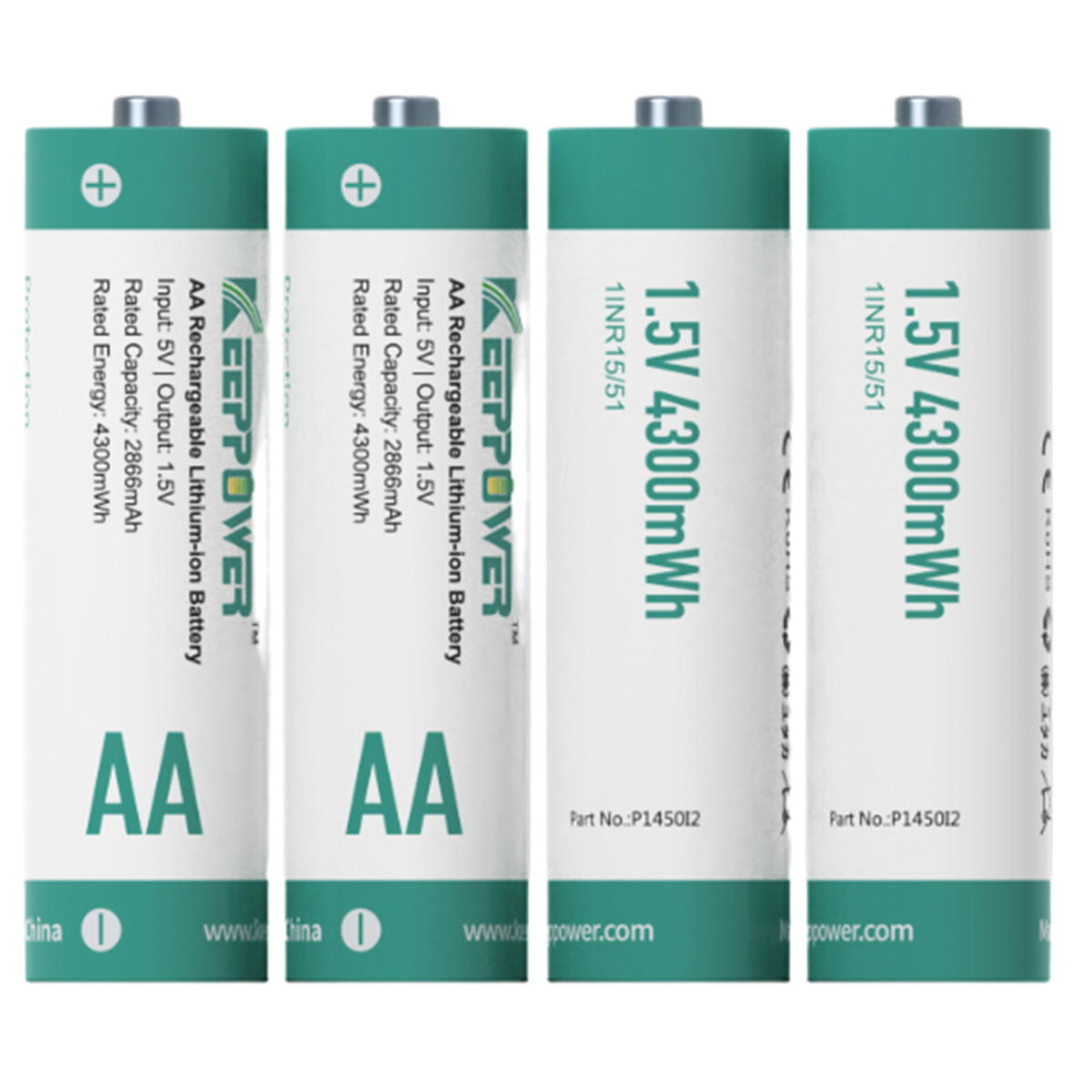 Produktbild Keeppower AA P1450I2 1.5V 4300mWh Li-Ion 2866mAh Akku 4er Pack