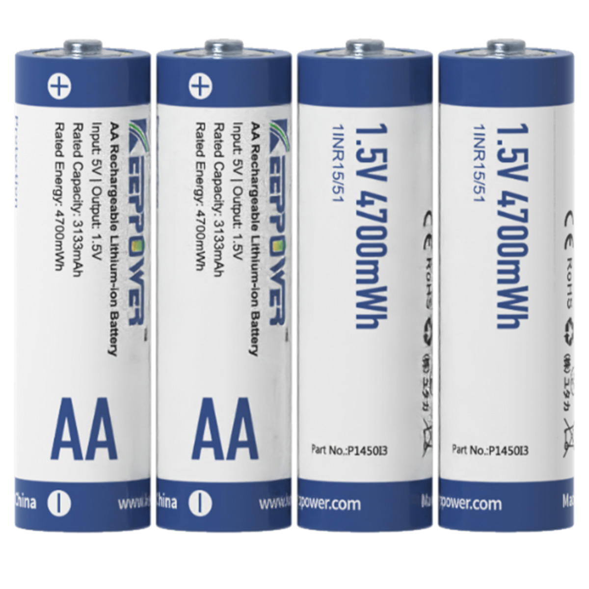 Produktbild Keeppower AA P1450I3 1.5V 4700mWh Li-Ion 3133mAh Akku 4er Pack