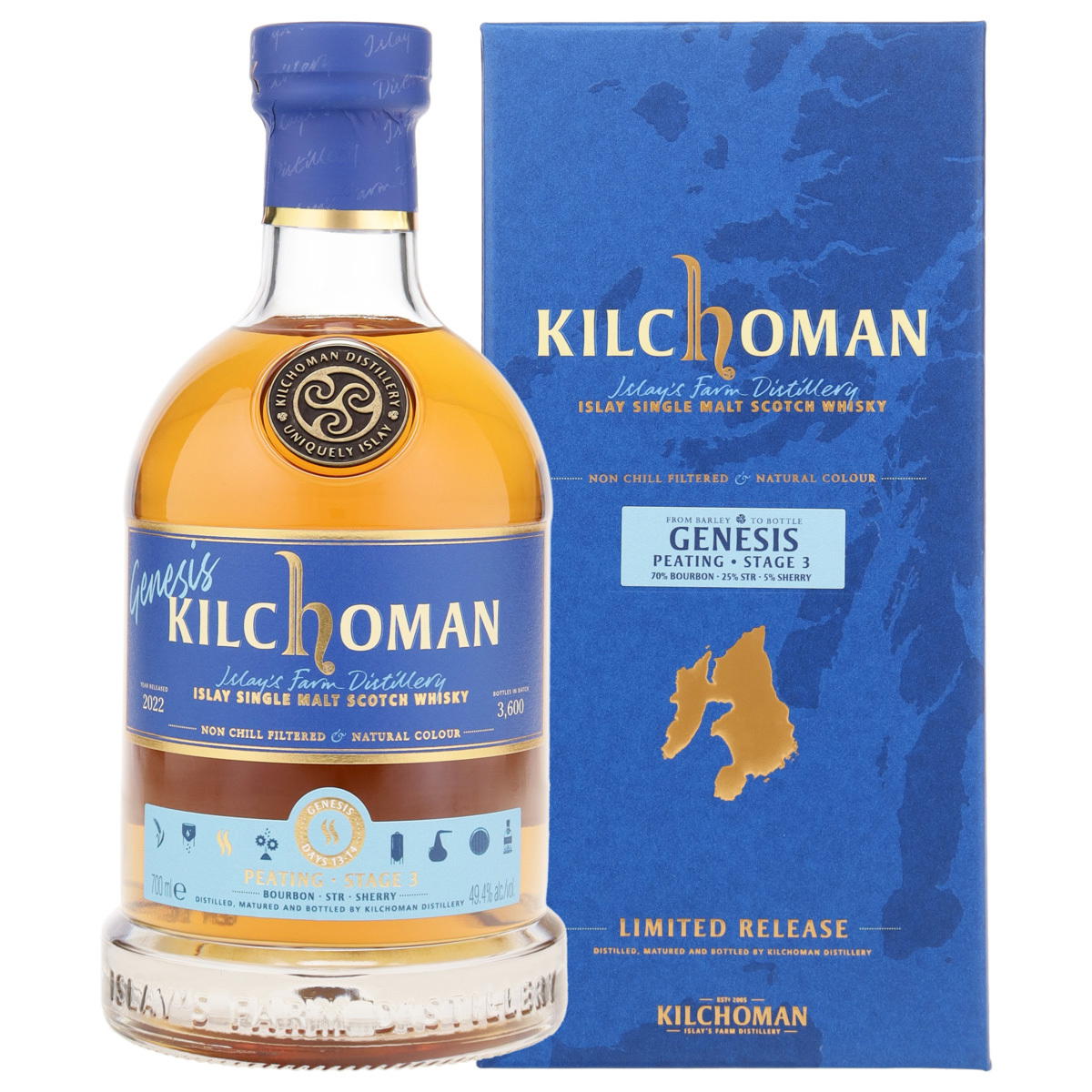 Produktbild Kilchoman Genesis Peating Stage 3 Islay Single Malt Scotch Whisky 49,4% Vol. 700ml