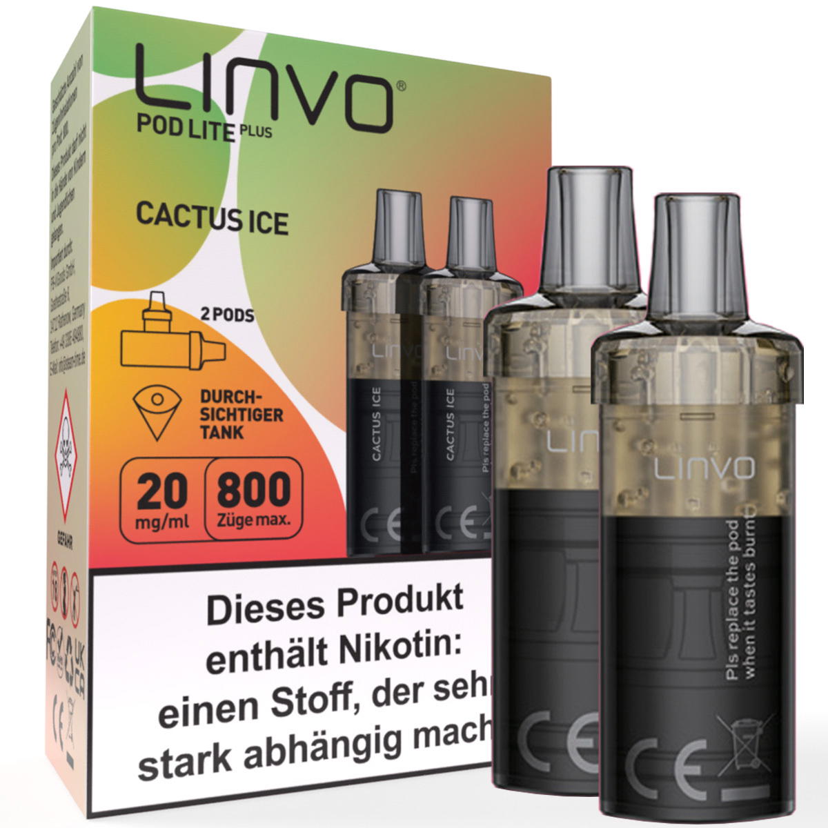 Produktbild Linvo Pod Lite Plus – Cactus Ice – Prefilled Pod 2er Pack 2ml 20mg
