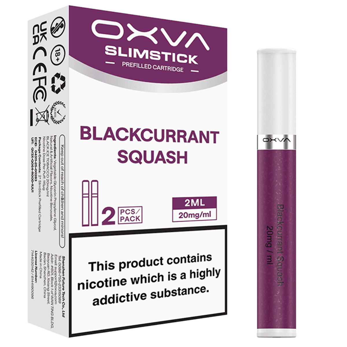 Produktbild OXVA SlimStick – Blackcurrant Squash – Prefilled Pod 2er Pack