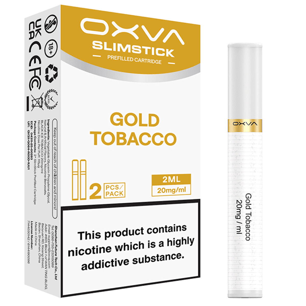 Produktbild OXVA SlimStick – Gold Tobacco – Prefilled Pod 2er Pack Produktbild OXVA SlimStick – Gold Tobacco – Prefilled Pod 2er Pack