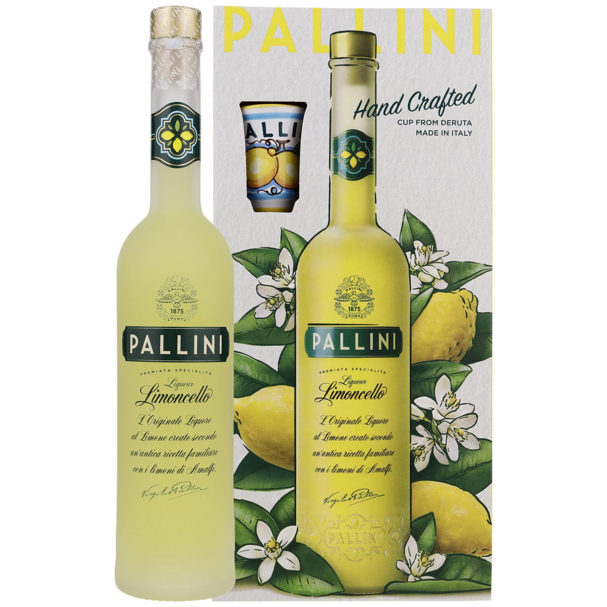 Produktbild Pallini Limoncello Likör Deruta Geschenkbox 26% Vol. 500ml Produktbild Pallini Limoncello Likör Deruta Geschenkbox 26% Vol. 500ml