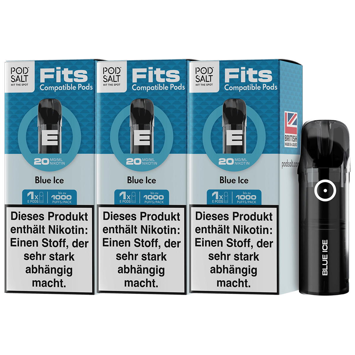 Produktbild Pod Salt Fits – Blue Ice – Prefilled Pod 3er Pack