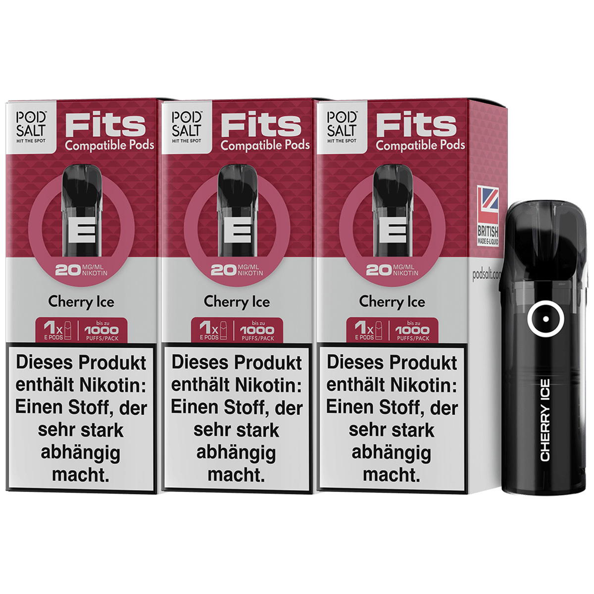 Produktbild Pod Salt Fits – Cherry Ice – Prefilled Pod 3er Pack