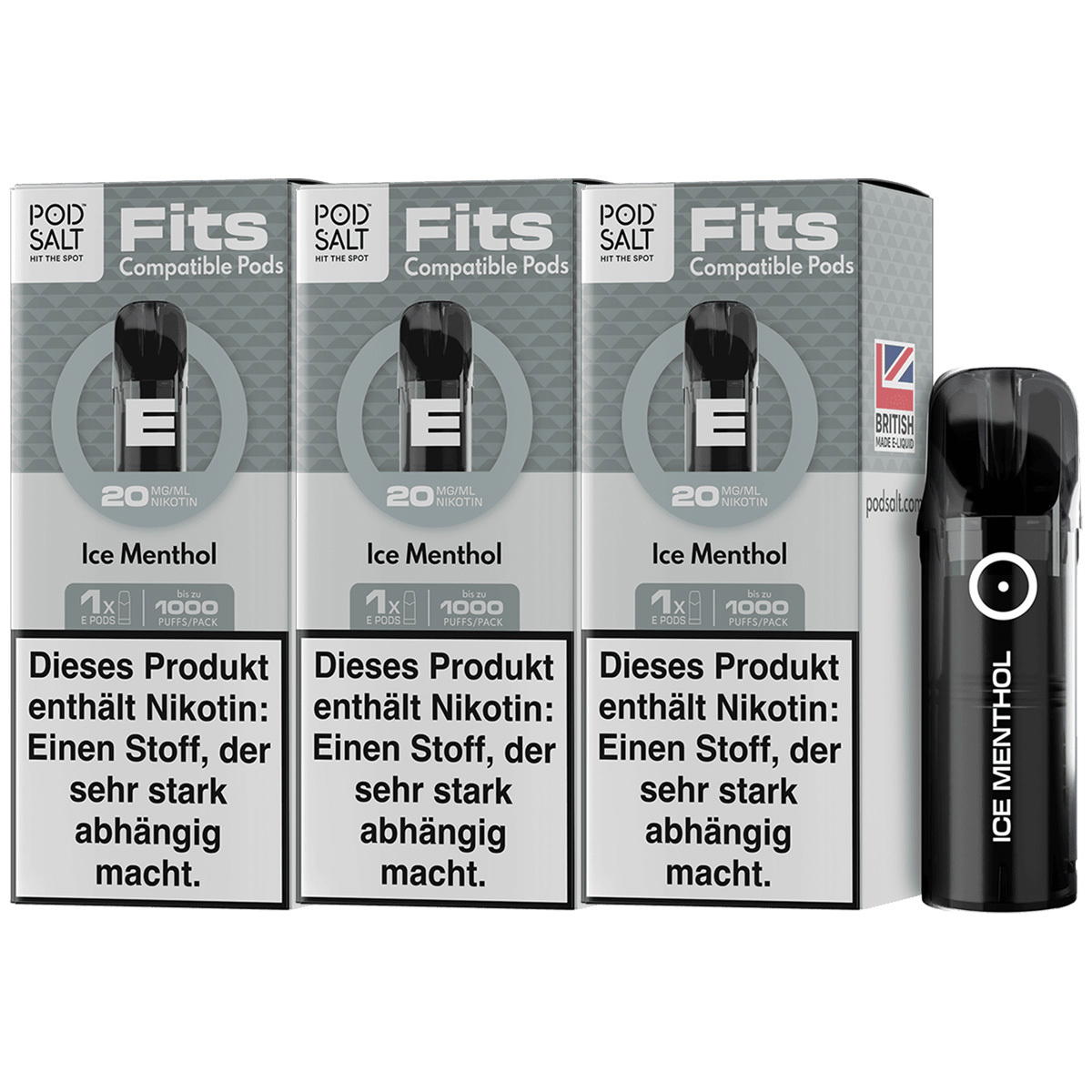 Produktbild Pod Salt Fits – Ice Menthol – Prefilled Pod 3er Pack
