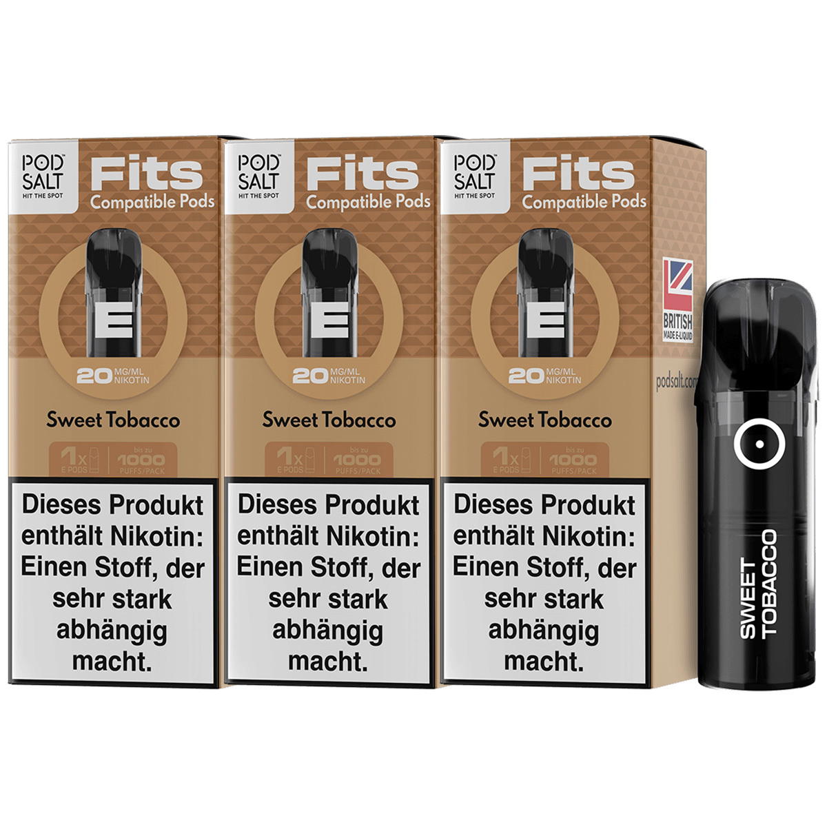 Produktbild Pod Salt Fits – Sweet Tobacco – Prefilled Pod 3er Pack