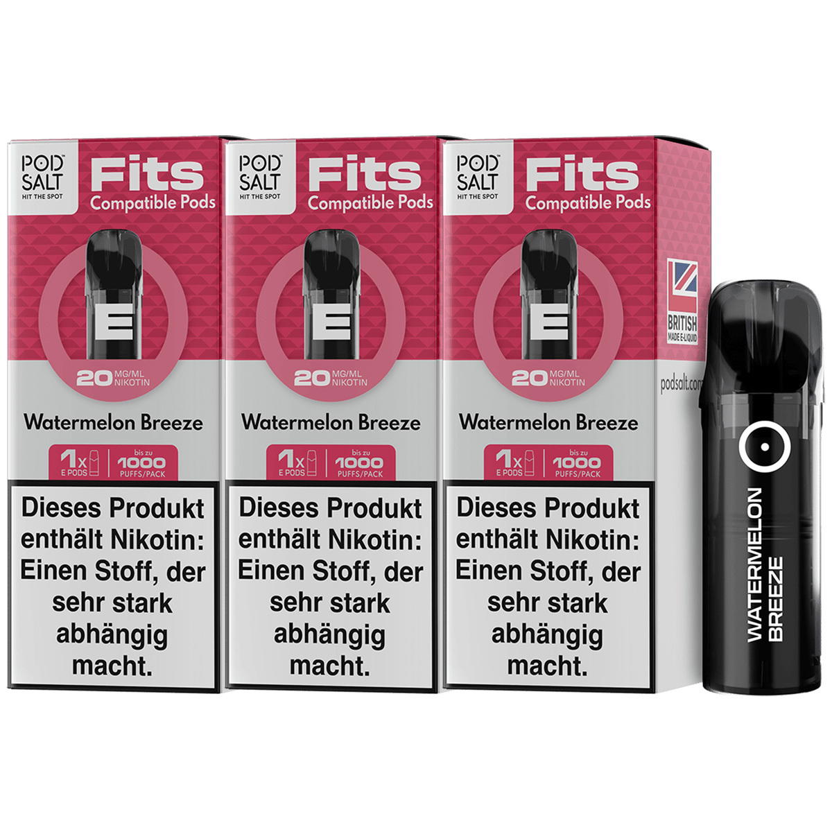 Produktbild Pod Salt Fits – Watermelon Breeze – Prefilled Pod 3er Pack