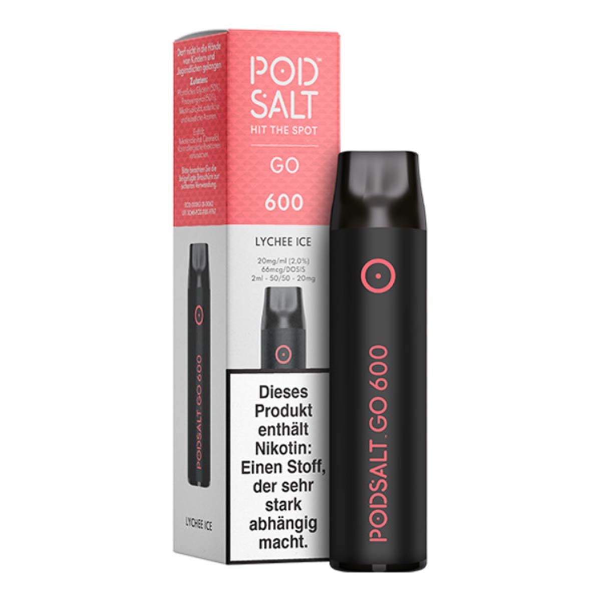 Produktbild Pod Salt GO 600 E-Zigarette 20mg 600 Züge 400mAh NicSalt Lychee Ice