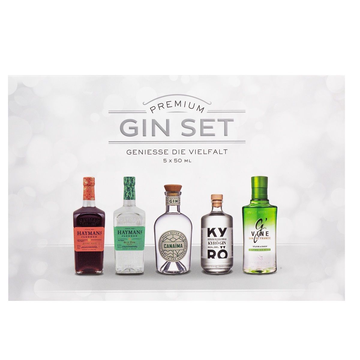 Gin Tasting Set (1 x 0,25 l) 5 Premium Gins in 50ml Tubes 250ml