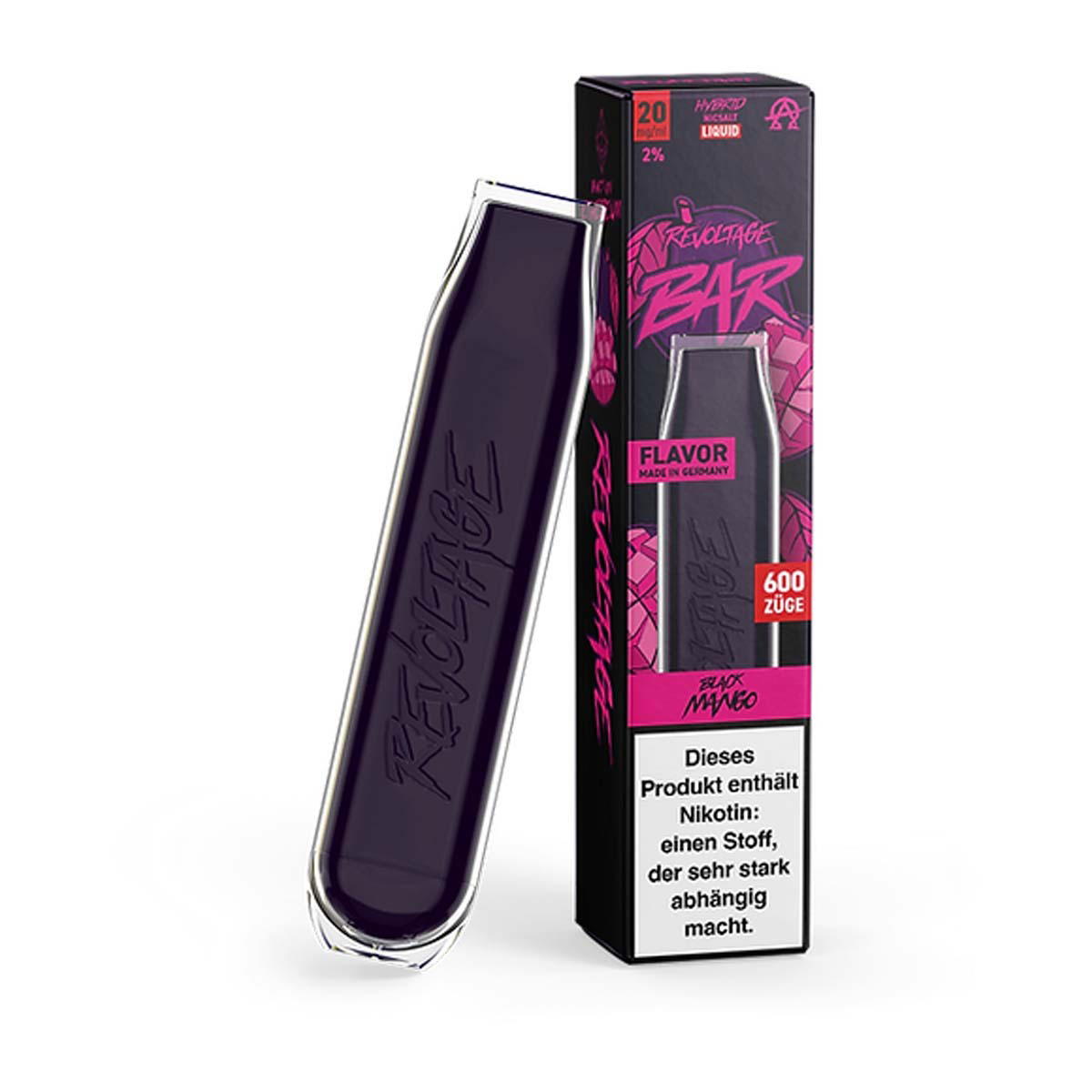 Produktbild Revoltage Bar E-Zigarette 600 Züge 450mAh Black Mango 20mg