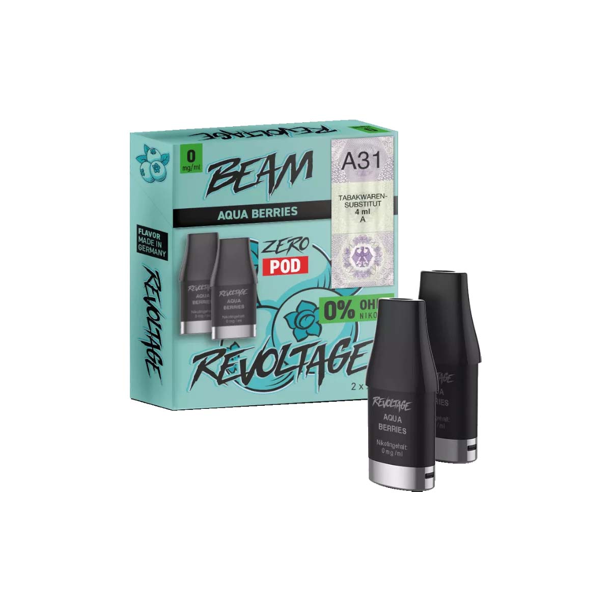 Produktbild Revoltage Beam 2ml Prefilled Pods 2er Pack Aqua Berries 0 mg