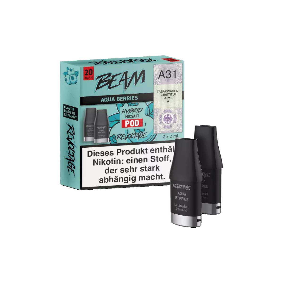 Produktbild Revoltage Beam 2ml Prefilled Pods 2er Pack Aqua Berries