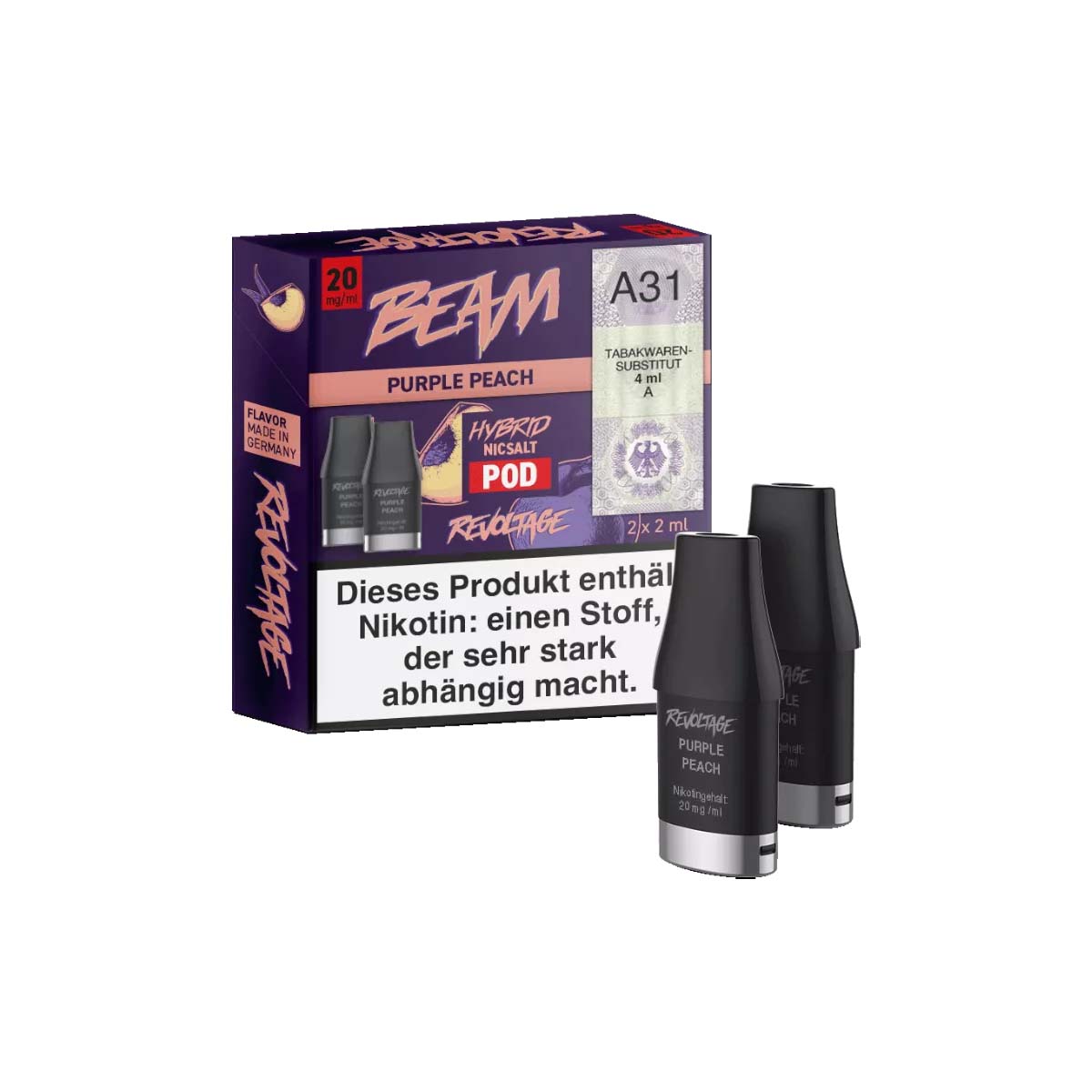 Produktbild Revoltage Beam 2ml Prefilled Pods 2er Pack Purple Peach