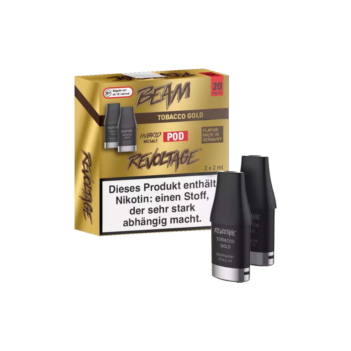 Produktbild Revoltage Beam 2ml Prefilled Pods 2er Pack Tobacco Gold