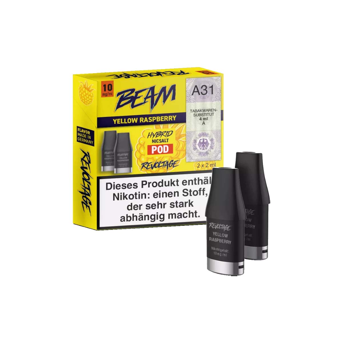 Produktbild Revoltage Beam 2ml Prefilled Pods 2er Pack Yellow Raspberry