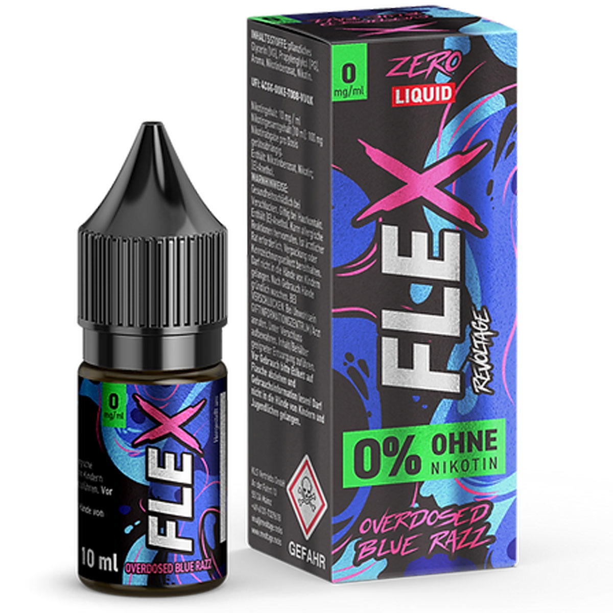 Produktbild Revoltage Flex Overdosed Blue Razz NicSalt Liquid 0 mg / 10ml