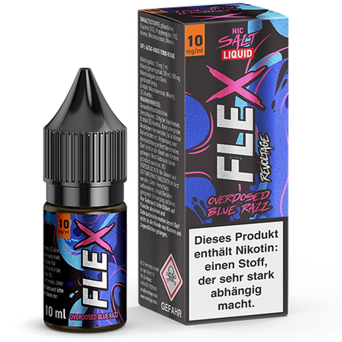 Produktbild Revoltage Flex Overdosed Blue Razz NicSalt Liquid 10ml / 10mg