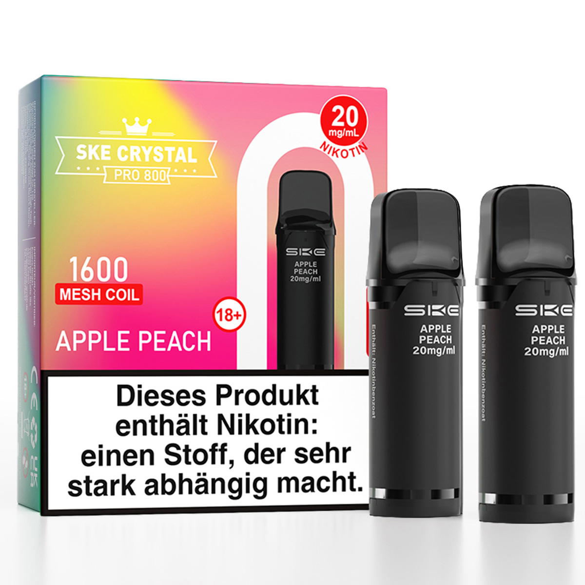 Produktbild SKE Crystal Pro 800 – Apple Peach – Prefilled Pod 2er Pack