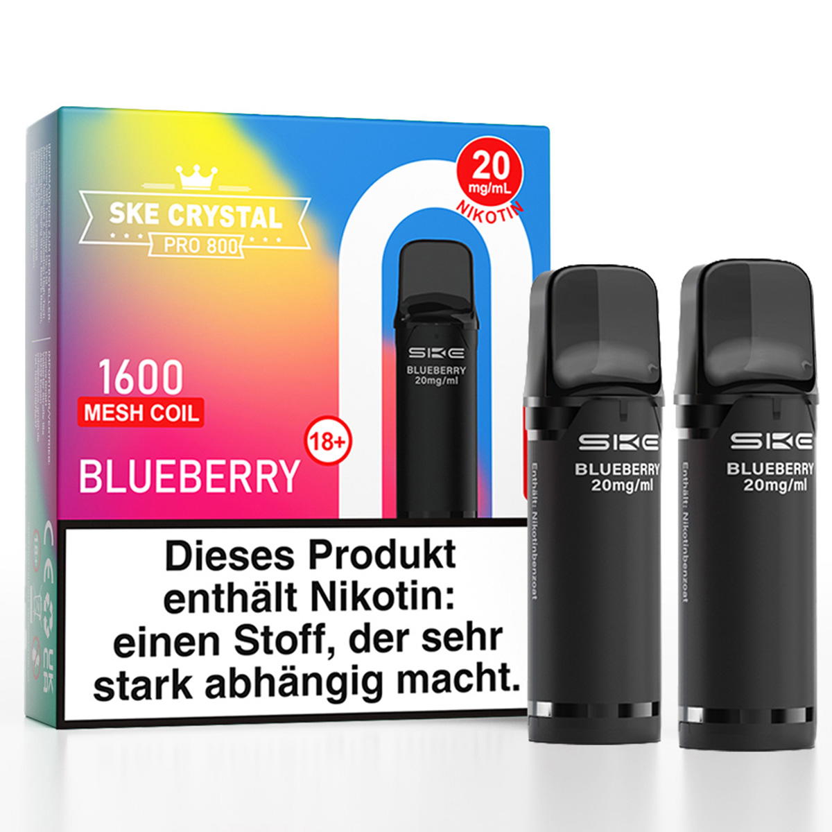 Produktbild SKE Crystal Pro 800 – Blueberry – Prefilled Pod 2er Pack