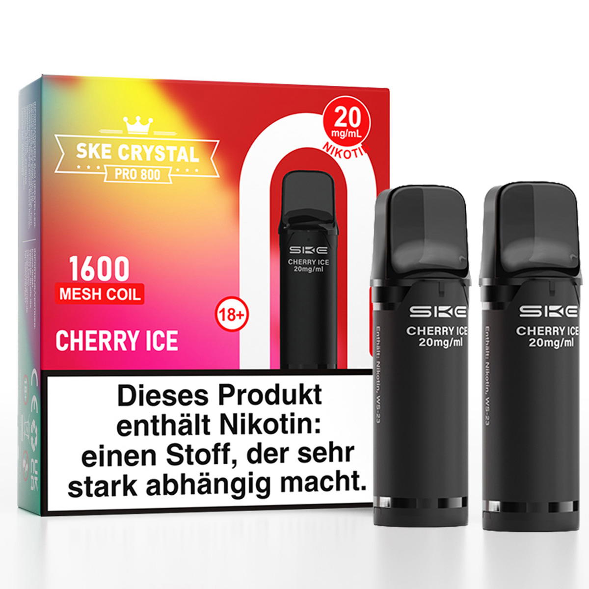 Produktbild SKE Crystal Pro 800 – Cherry Ice – Prefilled Pod 2er Pack Produktbild SKE Crystal Pro 800 – Cherry Ice – Prefilled Pod 2er Pack