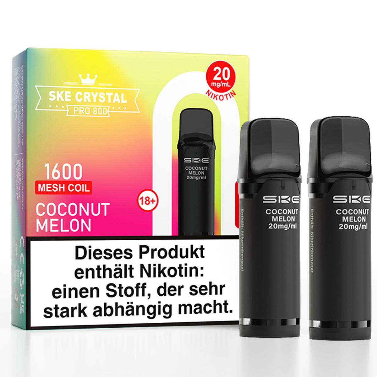 Produktbild SKE Crystal Pro 800 – Coconut Melon – Prefilled Pod 2er Pack