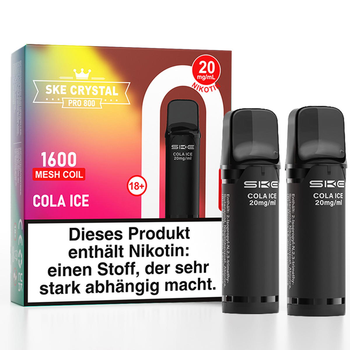 Produktbild SKE Crystal Pro 800 – Cola Ice – Prefilled Pod 2er Pack Produktbild SKE Crystal Pro 800 – Cola Ice – Prefilled Pod 2er Pack